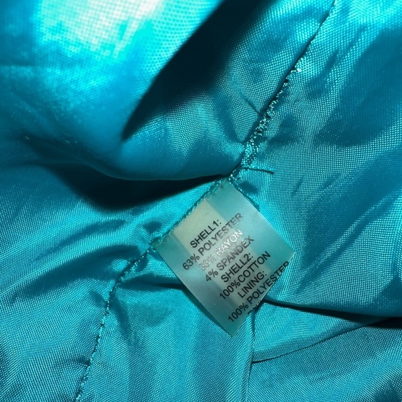 Calvin Klein Aqua Crochet Sheath Dress Women’s Size 2 Sleeveless V- Neck - Picture 10 of 11